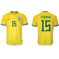 Fotballdrakt Herre Brasil Fabinho #15 Hjemmedrakt VM 2022 Kortermet
